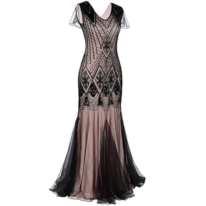 JONG-EE <span class=keywords><strong>Abito</strong></span> <span class=keywords><strong>da</strong></span> Donna Stile Grande Gatsby Anni '20 con Paillettes, Maniche Corte, Vestito <span class=keywords><strong>Lungo</strong></span> Formale <span class=keywords><strong>da</strong></span> <span class=keywords><strong>Sera</strong></span> - Product Image 4