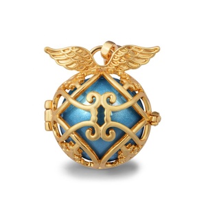 Bijoux populaires, boule mexicaine <span class=keywords><strong>Bola</strong></span> plaquée <span class=keywords><strong>or</strong></span>, aile d'ange avec un élégant bouquet de clochettes, pendentif cage <span class=keywords><strong>Bola</strong></span> - Product Image 3