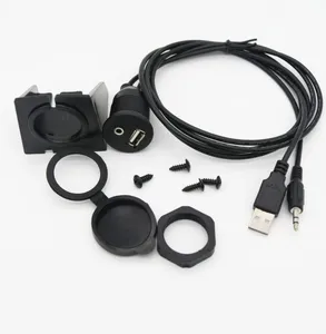 עמיד למים 3.5mm Aux ו-usb הארכת סומק דאש לוח הר כבל עבור מכונית, סירה ואופנוע