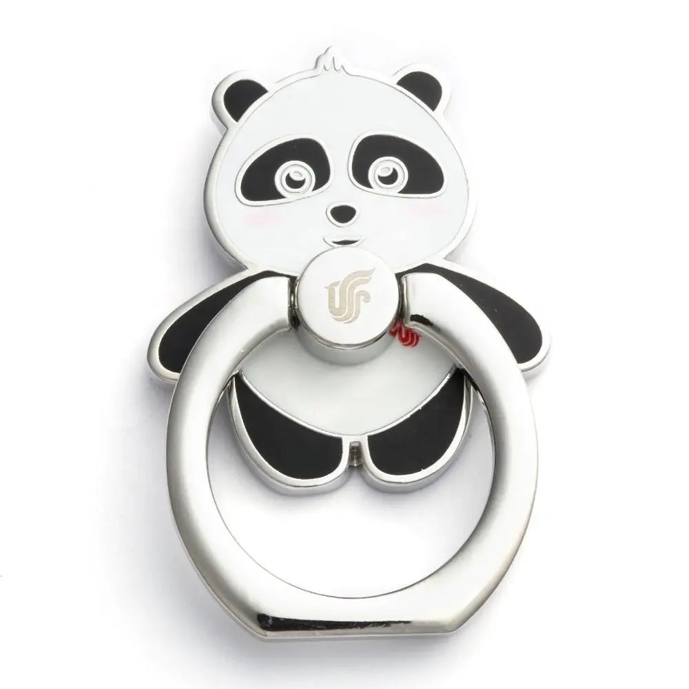 Aangepaste Metal Zinklegering Telefoon Houder Harde Emaille Panda Vorm Ontwerp Telefoon Ring