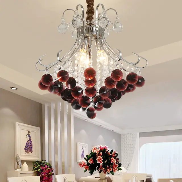 JYLIGHTING Wholesale price wine red color crystal pendant crystal chandelier