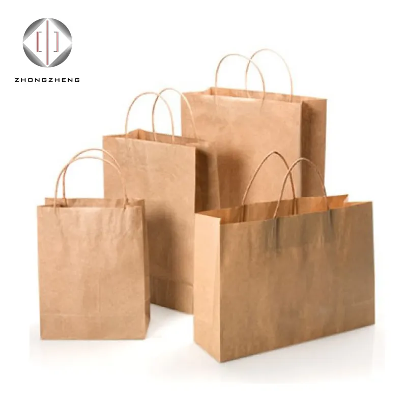 Bolsa de papel de varejo para compras de alimentos, tamanhos personalizados, artesanato, alimentos, bolsa com alça