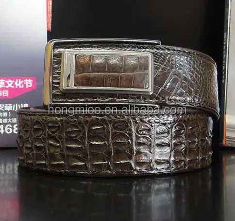 luxury style crocodile skin men's belt Thailand alligator skin belt double bones with tail old crocodile leather belt