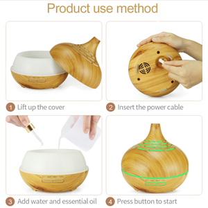 Difusor de Aromaterapia Portátil Ultrasónico Hidly con Aspecto de Madera, Humidificador de Aire de Vapor Frío de 400 ml con Cambio de Color LED - Product Image 2