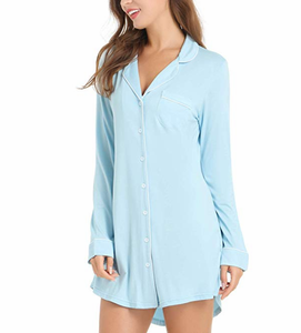 Camicie da Notte in Bambù per Donne, Lunghezza al Ginocchio, Taglie Forti, Abbigliamento Estivo da Notte, <span class=keywords><strong>Pigiami</strong></span> - Product Image 4