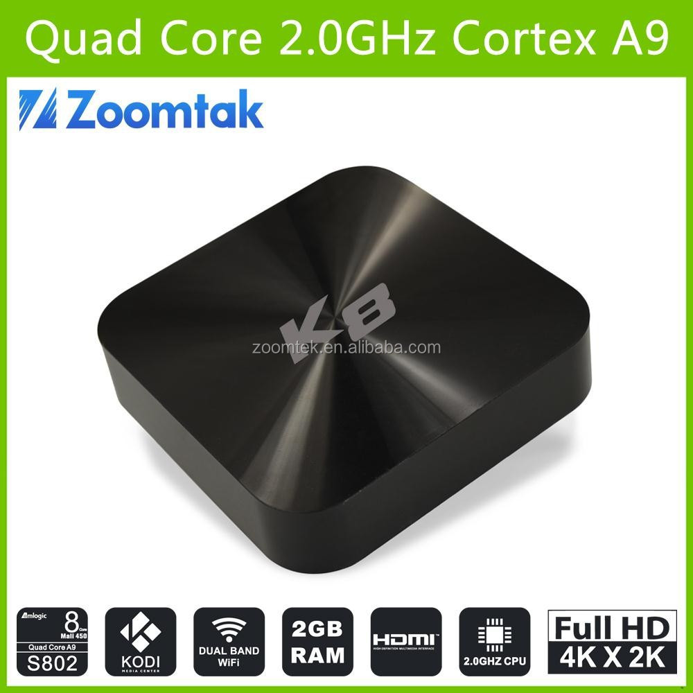 Amlogic S802 quad core android tv box malasia con kodi 14.2 preinstalado 2 G / 8 G
