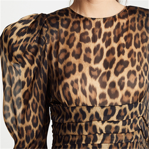 Estampado de <span class=keywords><strong>leopardo</strong></span> manga larga cuello redondo <span class=keywords><strong>vestido</strong></span> de Casual vestidos - Product Image 3