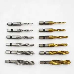 6pcs HSS4341 M3-M10 combined tap and drill bit set for Metal Drilling Tapping Countersink