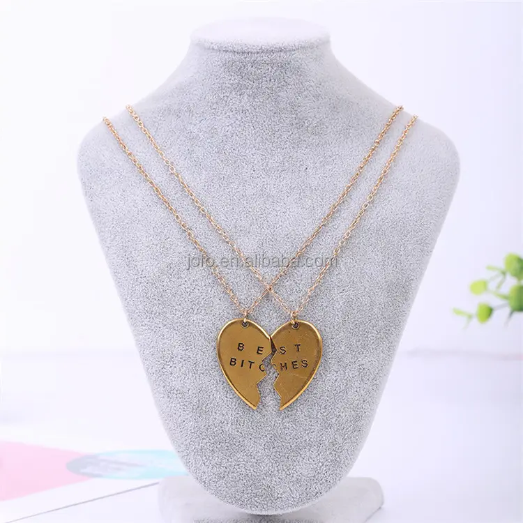 Amazon Hot-selling Fashion Broken Heart Parts 2 Best Bitches Necklaces And Pendants Share With Your Friends Gold Plated Necklace 