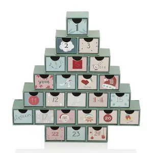 Wholesale christmas paper box cardboard drawers cosmetics packaging boxes custom printing biodegradable advent calendar