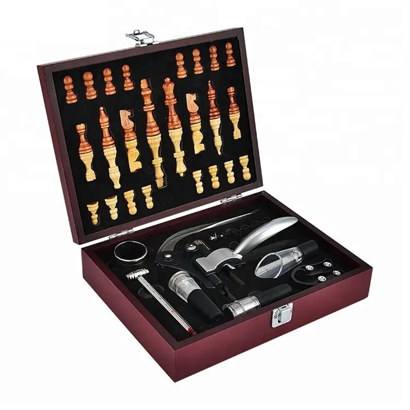 10Pcs Konijn Puller Rode Wijn Fles Kurk Opener Gift Set Met Schaken Set