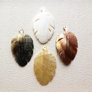 Wholesale Customized Carved Natural Mother of Pearl Shell Leaf Charm For Fashion Jewelry Making