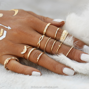 Personality <strong>Boho</strong> Party 12pcs/set Gold <strong>Rings</strong> Twist Rhinestone Geometric Knuckle Finger <strong>Rings</strong> - Product Image 3