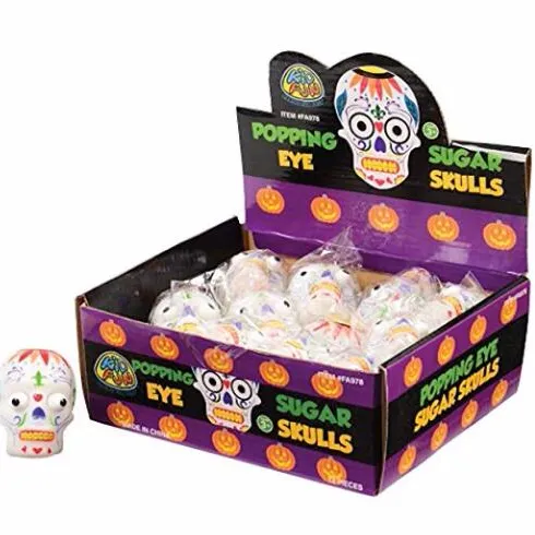 Material de TPR Squeeze apareciendo ojo azúcar Mskwee cráneo estrés pelota juguetes de Halloween Juguetes