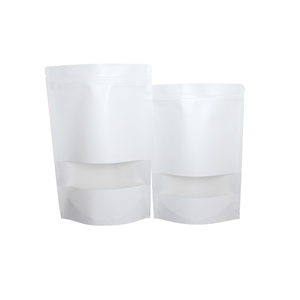 ถุงกระดาษขายส่งซิปเคลือบสีขาวกระดาษคราฟท์ยืนขึ้นกระเป๋าที่มีหน้าต่าง Mylar ถุง Ziplock สำหรับกาแฟขนมขบเคี้ยว - Product Image 4