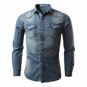 <span class=keywords><strong>Camicia</strong></span> Casual da <span class=keywords><strong>Uomo</strong></span> in <span class=keywords><strong>Denim</strong></span> di Alta Qualità a Maniche Lunghe - Product Image 4