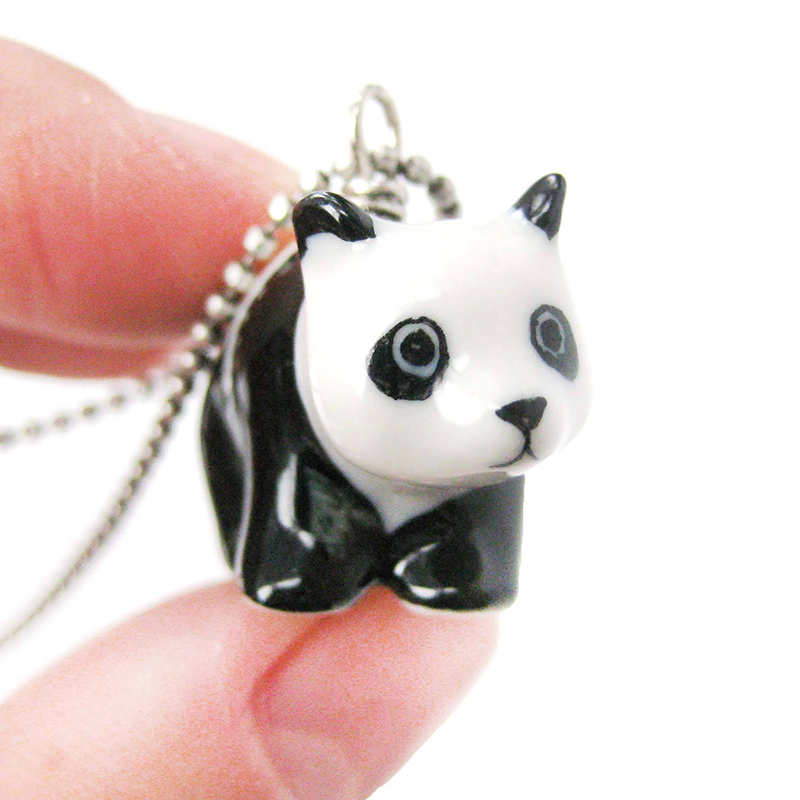 Белая и черная детская панда керамическое ожерелье Животные Подвески и шармы