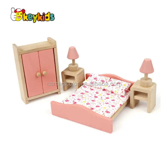 Venta al por mayor delicada del bebé de casa de muñecas de madera juguete bastante miniaturas muñeca muebles para las niñas W06B061