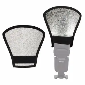 Hoshi 2-in-1 כסף/לבן מצלמה פלאש מפזר Softbox צילום הבזק אור 2 צד רפלקטור עבור canon ניקון מצלמות