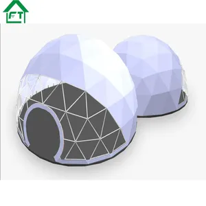 工厂价格8m直径测地线圆顶帐篷白色圆顶帐篷透明帐篷带门廊