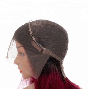 Perruque Lace Front Wig lisse péruvienne, perruque Lace Front Wig ombrée courte, couleur à deux tons 1b 99j, pour femmes noires - Product Image 3