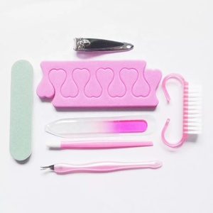 Promotional Disposable Manicure Nail Care Tool Gift Kit Custom Glass Nail Polish File Emery Board Brush Toe Separator Nail