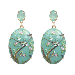 <span class=keywords><strong>Agatha</strong></span>-pendientes ovalados de resina para mujer, aretes, diseño de cristal, estilo europeo, al por mayor - Product Image 1