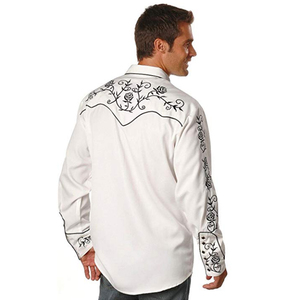 Servicio OEM <span class=keywords><strong>Camisa</strong></span> <span class=keywords><strong>de</strong></span> <span class=keywords><strong>Hombre</strong></span> Estilo Occidental Vintage con Bordado Floral Más Vendida - Product Image 5