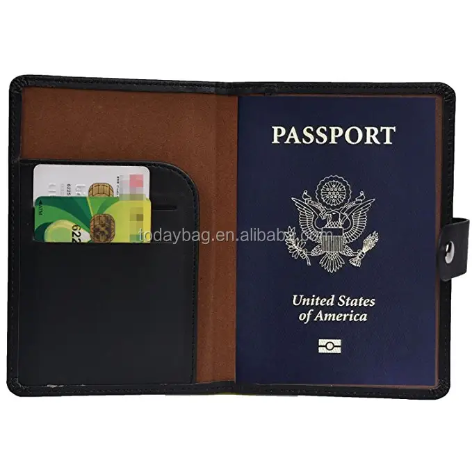 Cartera de cuero Tarjeta de Identificación de caso de la cubierta de viaje pasaporte titular