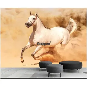 3d wandbild tiere Suppliers-Bedroom And Sofa Background Wall Decoration Animal White Running Horse Wallpaper Wall Murals