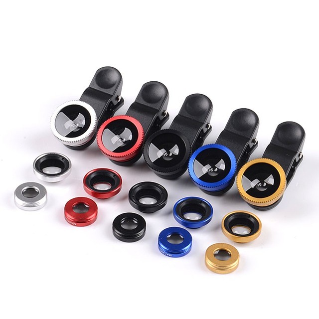 Universal Clip 3-in-1 Wide Angle Macro Fisheye Mobile Phone Camera Lens for iPhone Pentax & Sigma-Factory Price