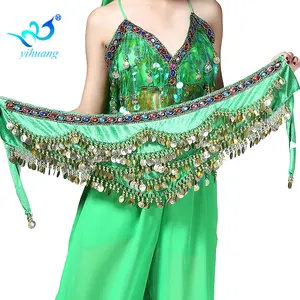 Wholesale Top Quality Gold Coins Egyptian Belly Dance Hip Scarf Performance Wear Mini Skirt For Indian Performance Belt Velvet