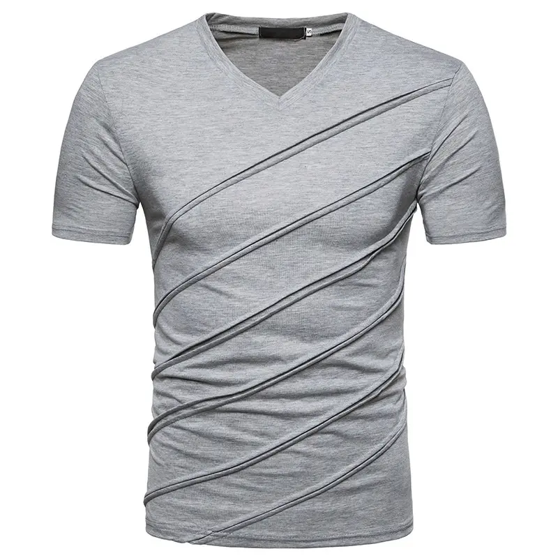 En gros été hommes nouvelle mode à manches courtes t-shirt hommes décontracté col en V t-shirts