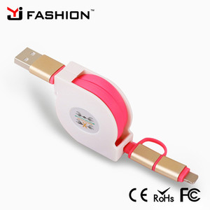 Shenzhen Portable rétractable android usb transfert de données câble 2A courant 2 en 1 usb rétractable câble de recharge - Product Image 5