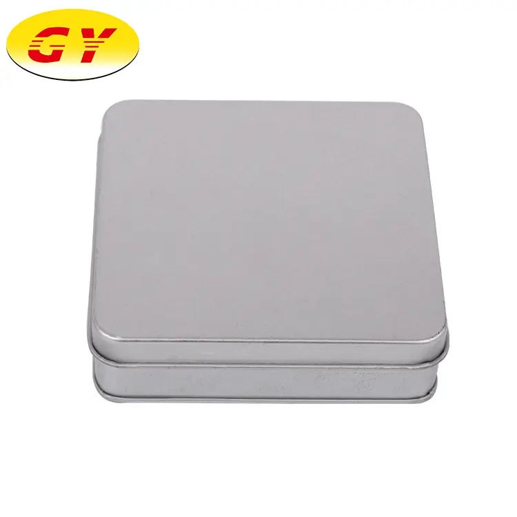 High quality silver small square tin box metal