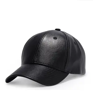 कस्टम काले पु पैच सज्जित टोपी थोक अशुद्ध चमड़े बेसबॉल टोपी