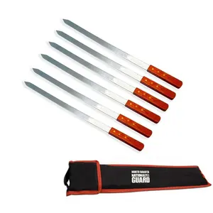 SK-6530 Promotional Logo Imprint Custom 23-Inch Brazilian Barbeque Style BBQ Set Of 6 Stainless Steel Skewers