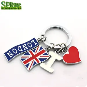 Fashion england style Metal letter key chain /great british travel key ring/UK souvenir Enamel keychain