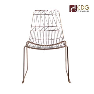 Extérieur En Métal De Fil Moderne <span class=keywords><strong>Bertoia</strong></span> Or Rose Chaise De Fil De Cadre En Fer Empilable Loisirs Salle À Manger Chaise En Or - Product Image 2