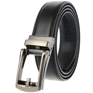 Automatic Men Belt Custom Wholesale Personalized Automatic Ratchet Sliding Men Genuine Leather Belt For Men