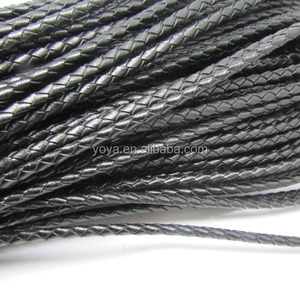 ST1026 <strong>Black</strong> Red Brown Genuine Braided Bolo Leather <strong>Cords</strong> - Product Image 2