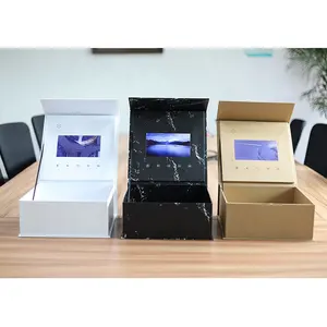 Caja de regalo con pantalla LCD de 7 pulgadas, caja de regalo con control de luz, para invitación y vídeo, para joyería
