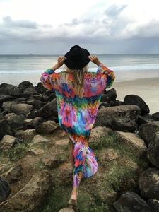 Summer Women Swimsuit Bikini Cover up Sexy <strong>Beach</strong> Cover Ups Chiffon Long Dress Elegant Printed <strong>Beach</strong> Bathing Suit Tunic <strong>Kaftan</strong> - Product Image 5