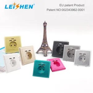 Leishen Patent Tuv Ce Rohs Approved Eu Electrical Schuko 2 Usb Charger Socket with child protection