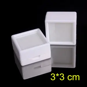 Großhandel Glasabdeckung kleine Größe Acryl lockere Diamant-Stein-Edelstein-Vorführbox 3 * 3 * 1,6 cm 1 Pack 35 Stück Edelstein-Schatulle