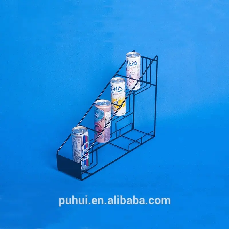 Wire Holder Rack Retail Stores Display Pop Iron Steel Rod Frame Fixture Counter Promotion 4 Layer Shelf Metal Wire Drink Cans Holder Rack