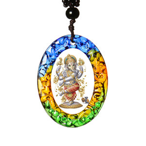 Kualitas Tinggi Disesuaikan Glasir Berwarna Dewa Hindu Ganesh Murti Liontin untuk Pooja - Product Image 2