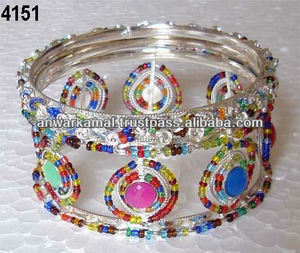 Multi Color <b>Bangle</b> With Beads Design Base on <b>Glass</b> Cuff <b>Bangle</b> for Girls & Women - Product Image 2