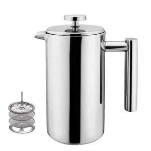 Small Stainless Steel French Press 3 cups (4 oz each) Coffee Plunger Press Pot Best Tea Brewer Maker Quality Cafetiere