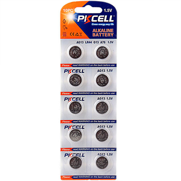Pkcell Alkaline Button Cell 1.5v Lr44 Ag13 Battery for Led Flashlight Watch Computer Calculator